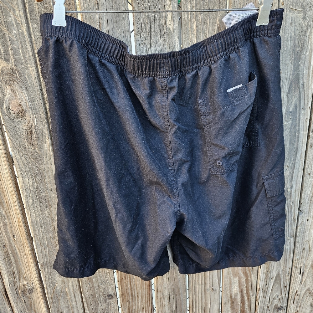 Merona Men's Black Drawstring Cargo Swim Shorts Size L - Picture 15 of 16